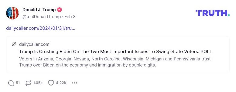 Post preview from Donald Trump