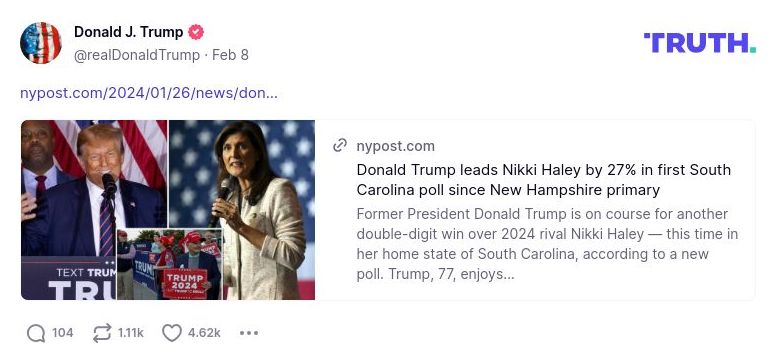 Post image from Donald Trump