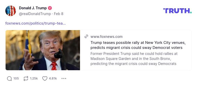 Post image from Donald Trump