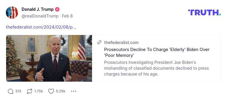 Post image from Donald Trump