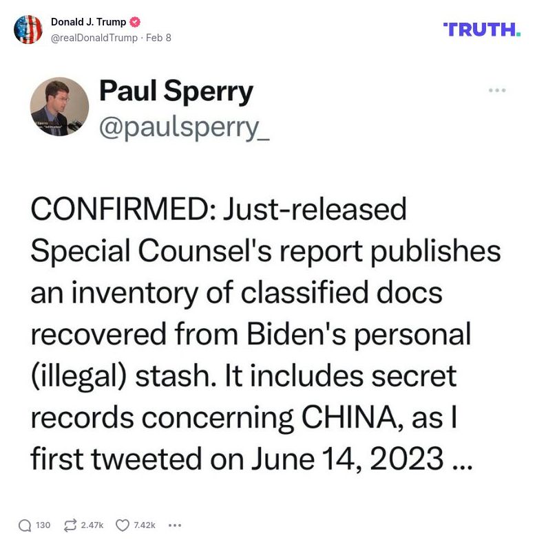 Post image from Donald Trump