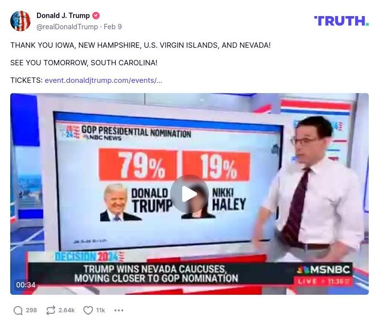 Post image from Donald Trump