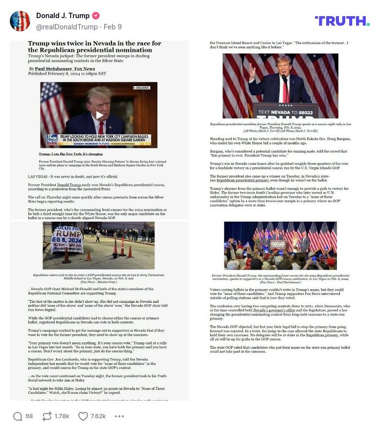 Post image from Donald Trump