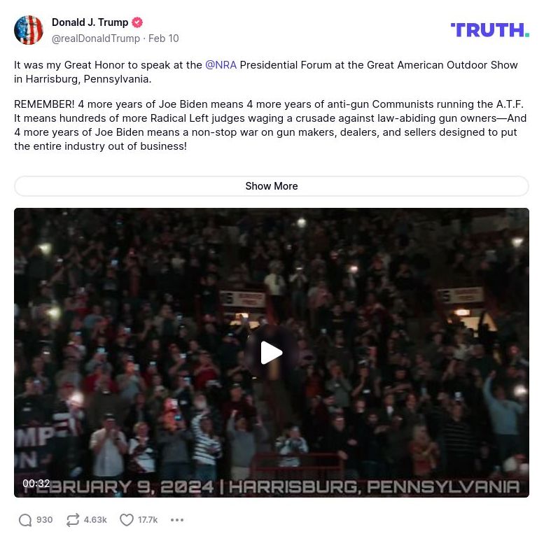 Post image from Donald Trump