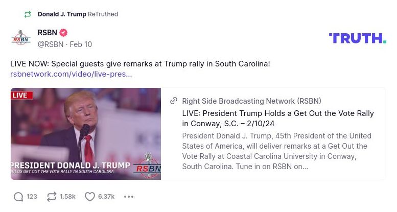 Post image from Donald Trump