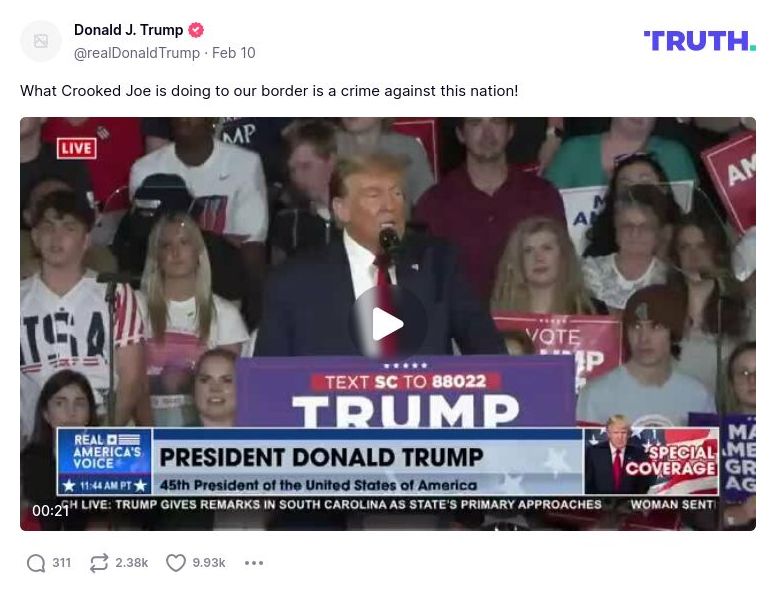 Post image from Donald Trump