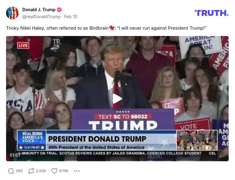 Post image from Donald Trump