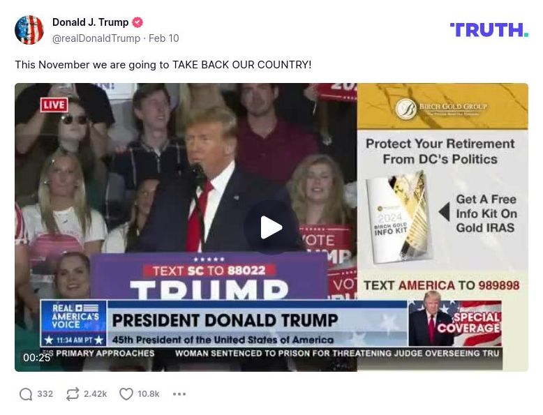 Post image from Donald Trump