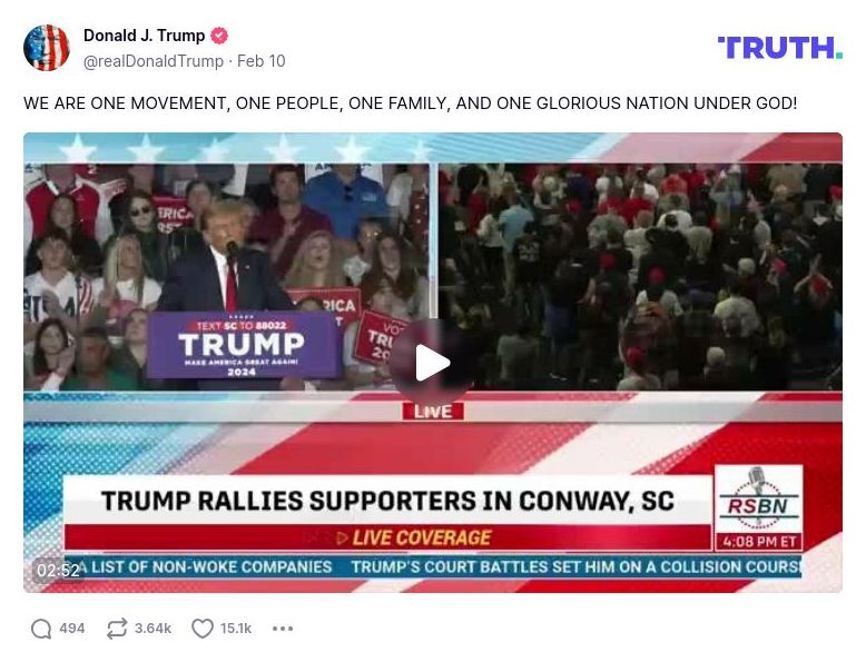 Post image from Donald Trump