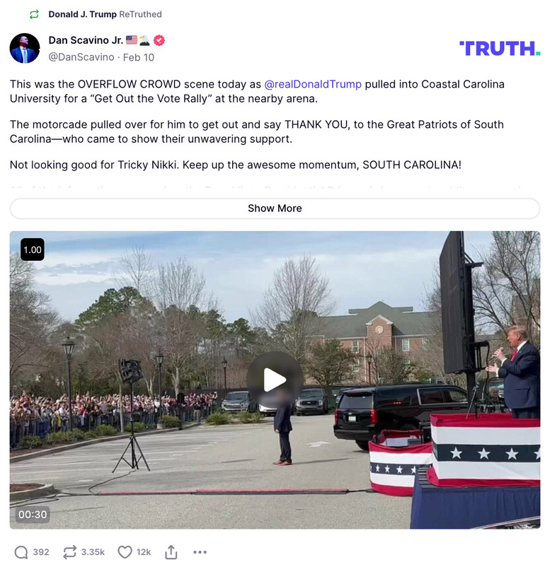 Post image from Donald Trump