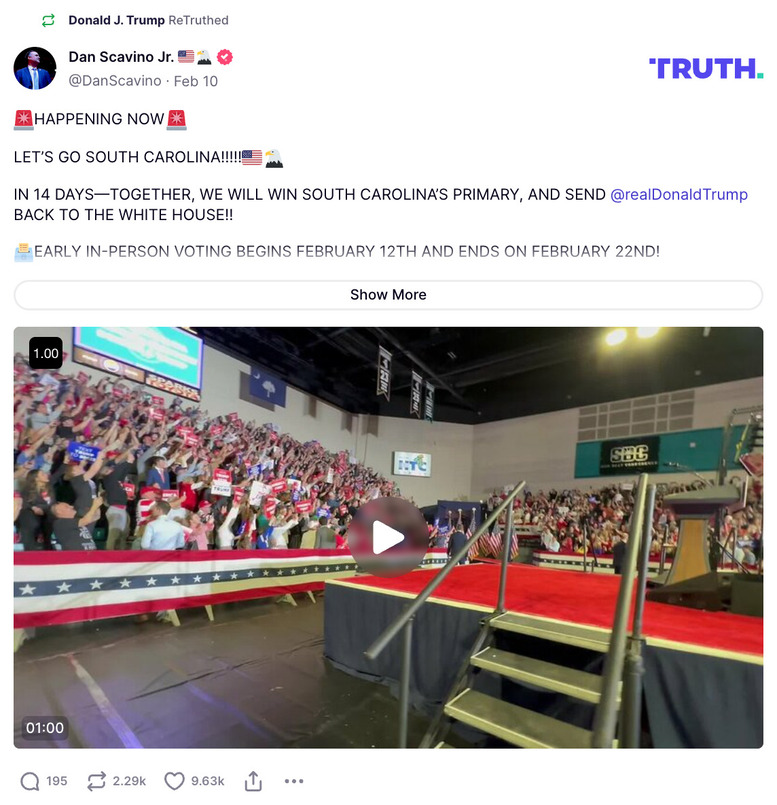 Post image from Donald Trump