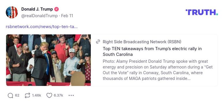 Post image from Donald Trump