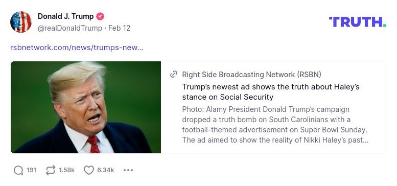 Post image from Donald Trump