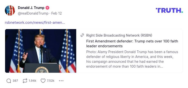 Post image from Donald Trump