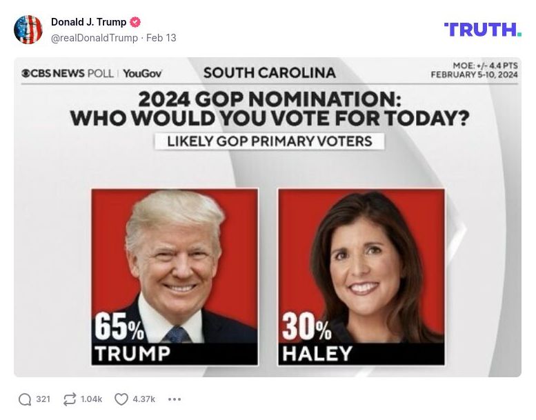 Post image from Donald Trump