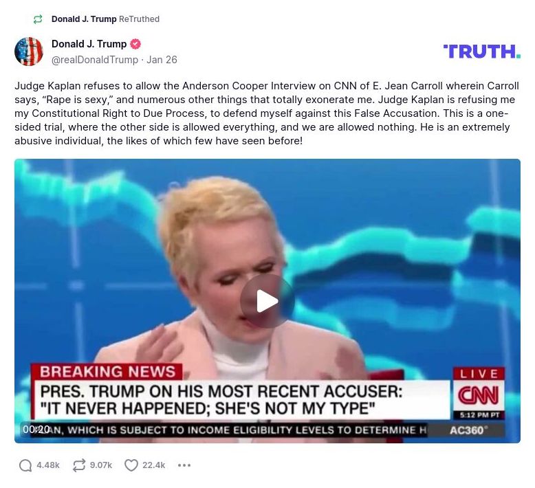 Post preview from Donald Trump