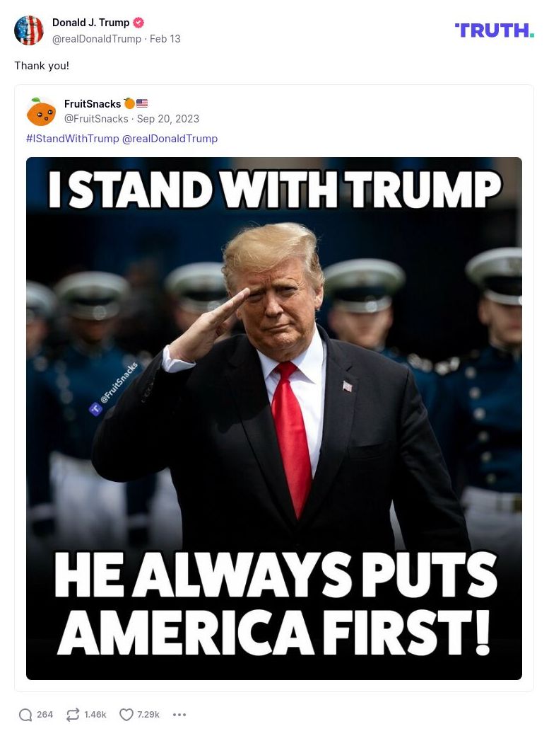 Post image from Donald Trump