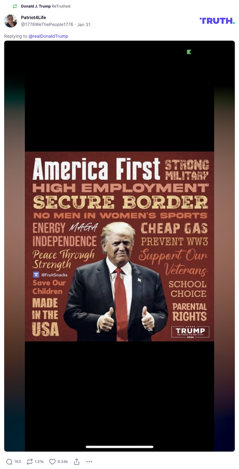 Post image from Donald Trump