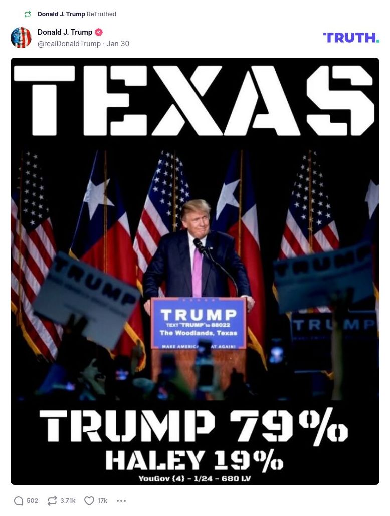 Post image from Donald Trump