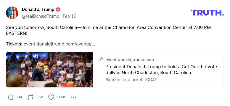 Post image from Donald Trump