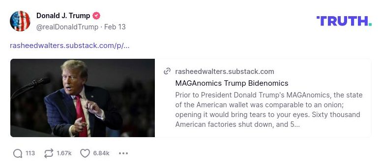 Post image from Donald Trump