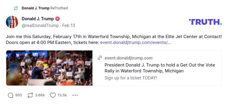 Post image from Donald Trump