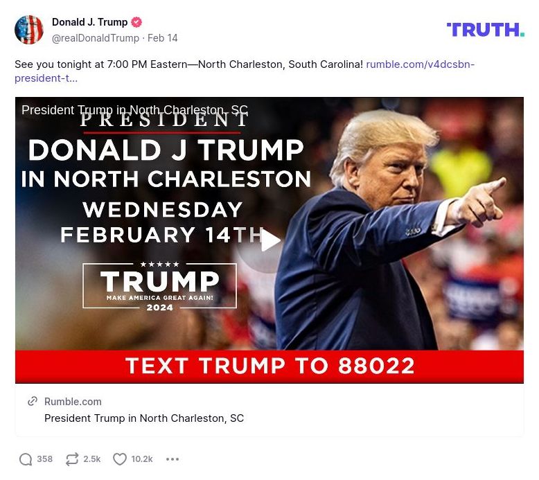 Post image from Donald Trump