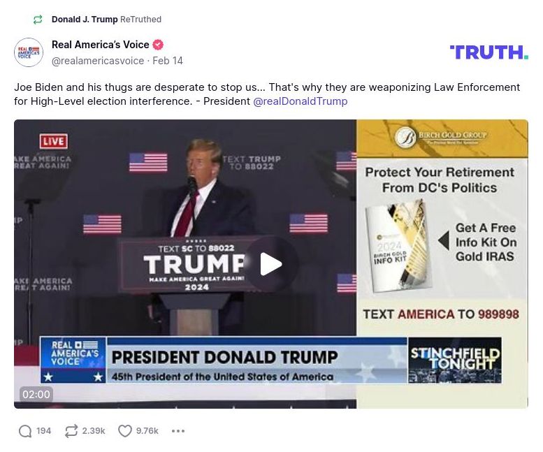 Post image from Donald Trump