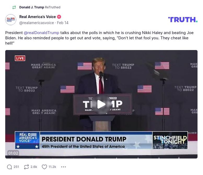 Post image from Donald Trump