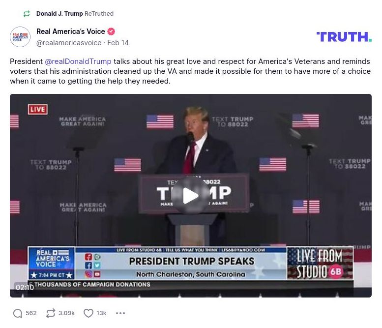 Post image from Donald Trump