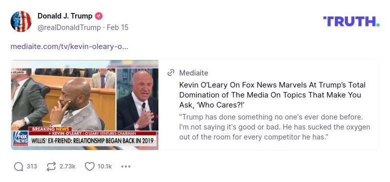 Post image from Donald Trump