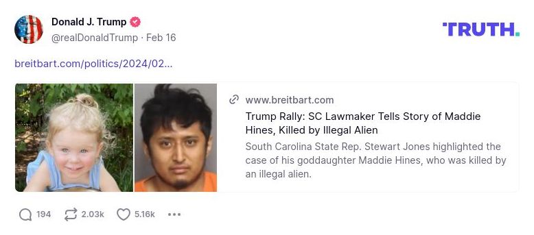 Post image from Donald Trump