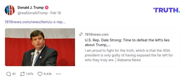 Post image from Donald Trump