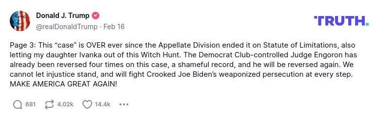 Post image from Donald Trump