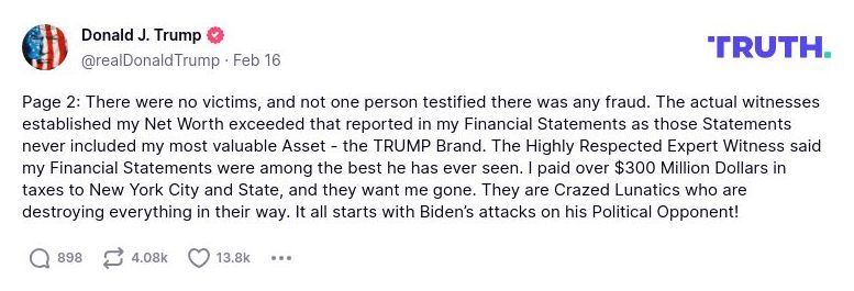 Post image from Donald Trump