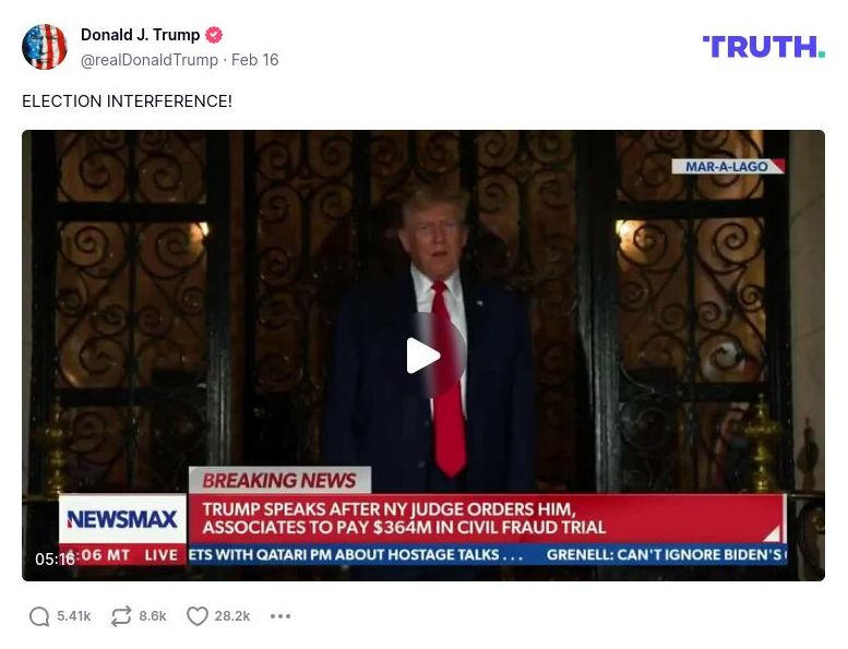 Post image from Donald Trump