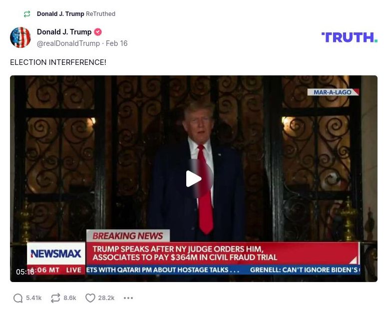 Post image from Donald Trump