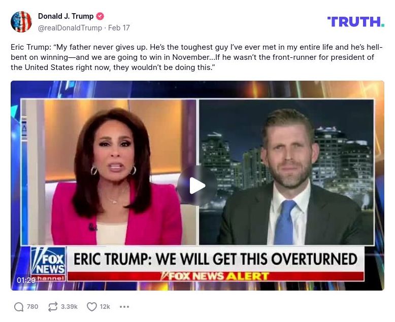 Post image from Donald Trump