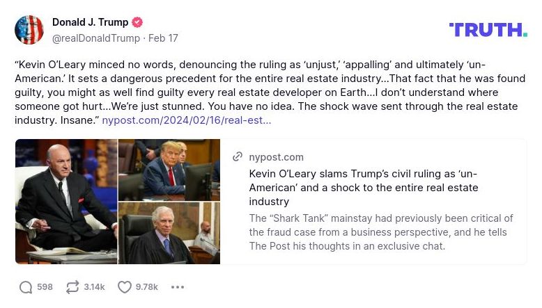 Post image from Donald Trump