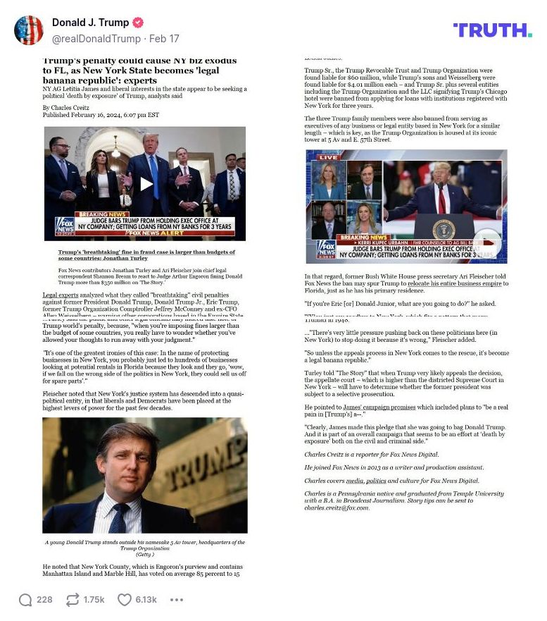 Post image from Donald Trump