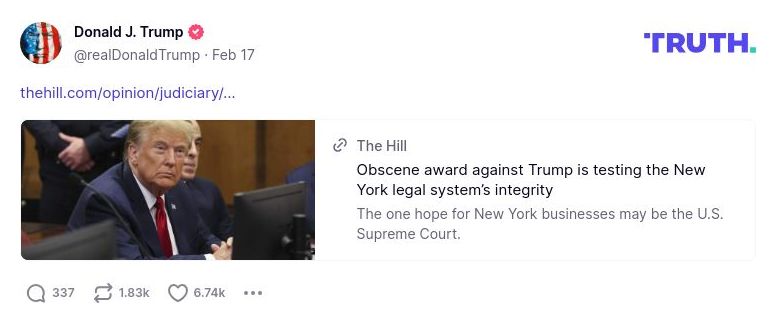 Post image from Donald Trump