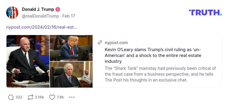 Post image from Donald Trump