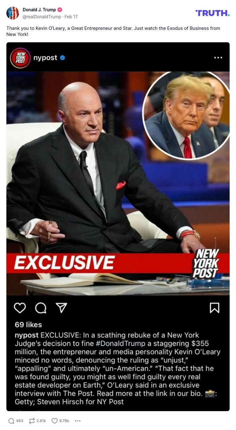 Post image from Donald Trump