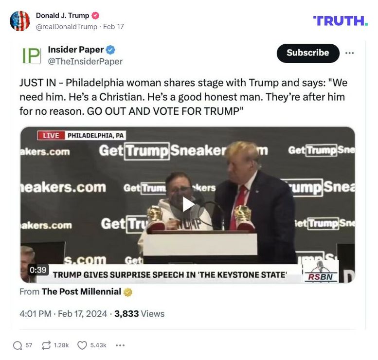 Post image from Donald Trump