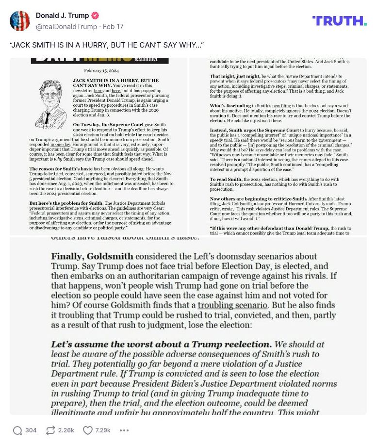 Post image from Donald Trump