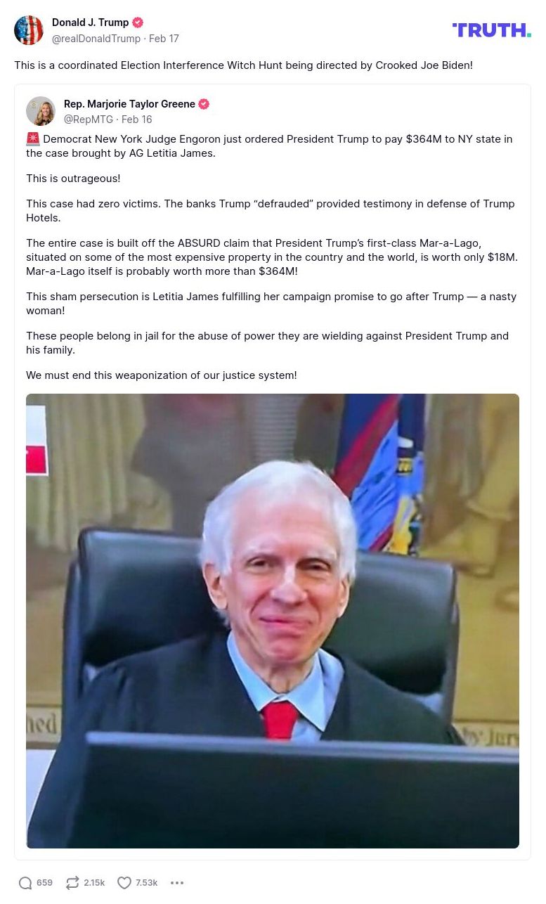 Post preview from Donald Trump