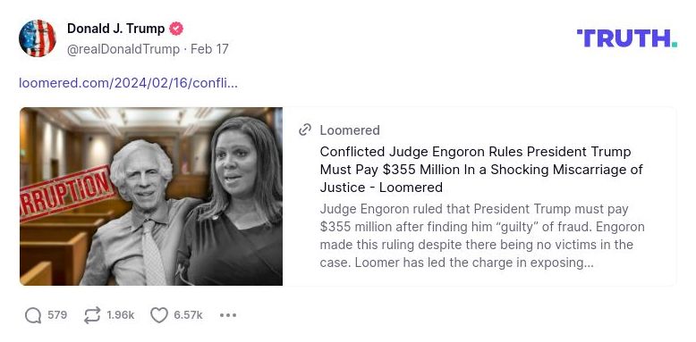 Post image from Donald Trump