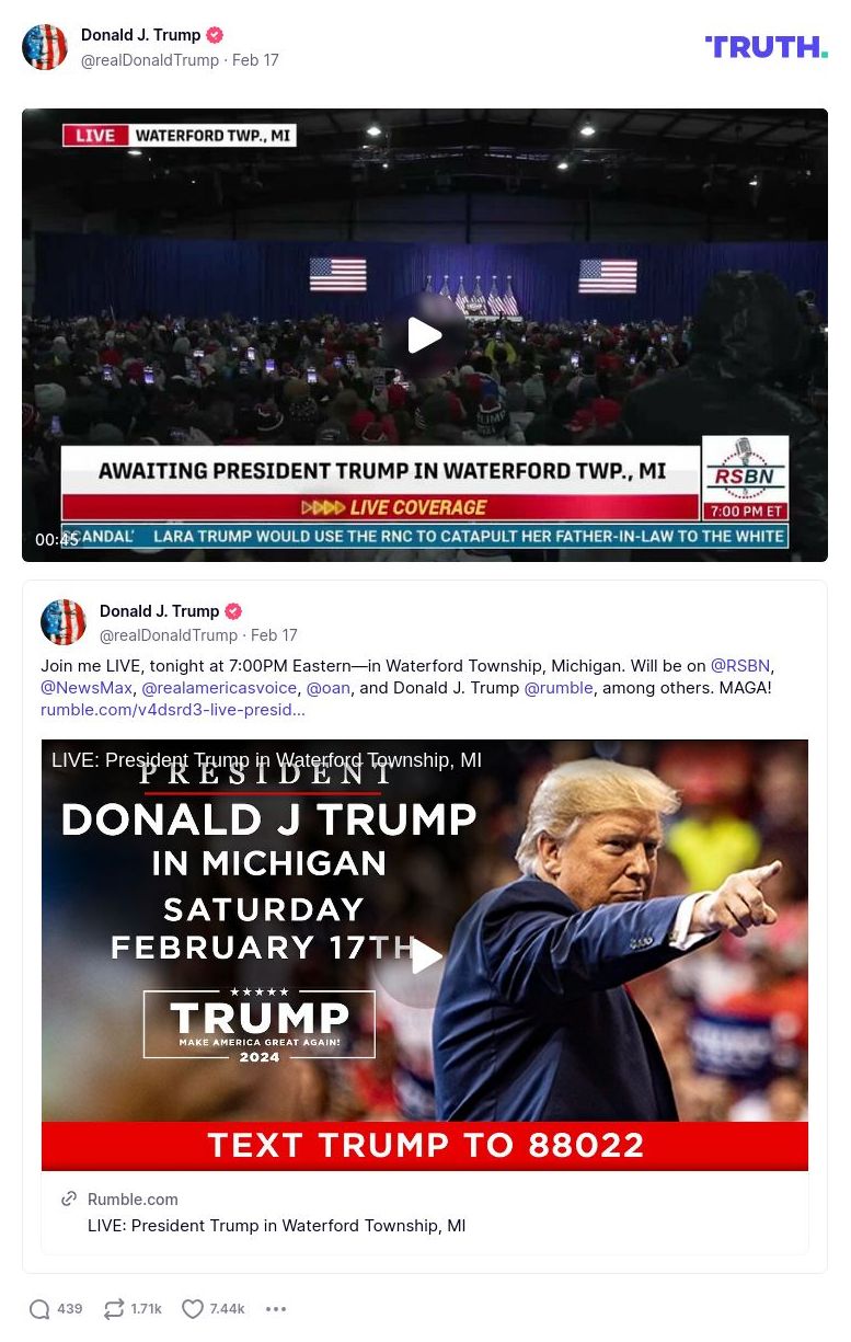 Post image from Donald Trump