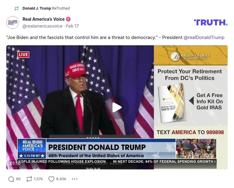 Post image from Donald Trump