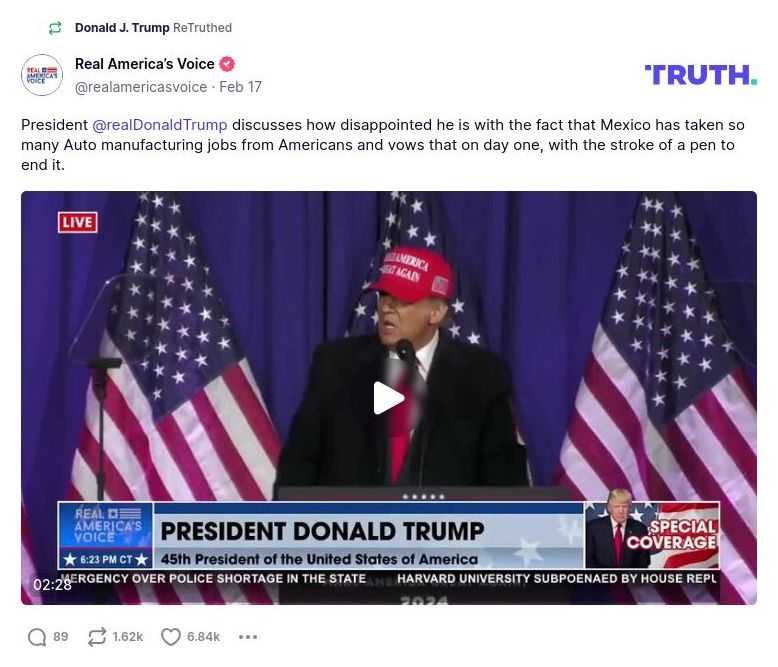 Post image from Donald Trump